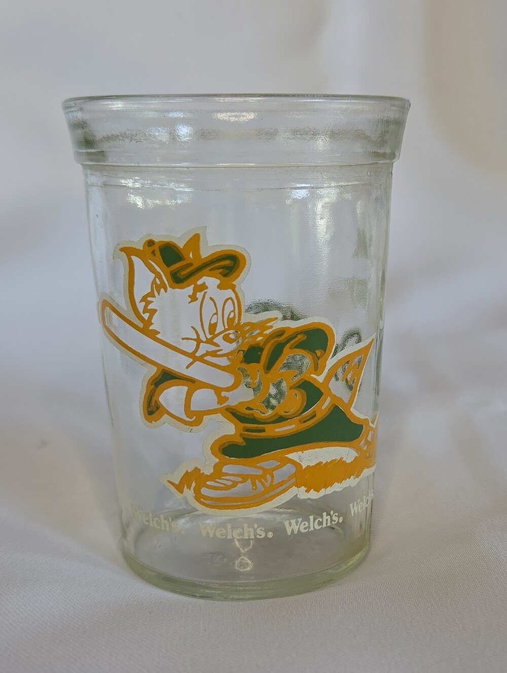 Welch's Jelly Jar Drinking Glass Tom & Jerry Baseball Clear 4" Vintage 1991